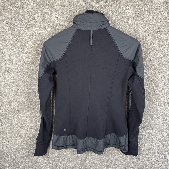 Lululemon Cant Stop Jacket Size 4 Womens Black Full Zip Hyper Stripe Mock Neck - Picture 6 of 7